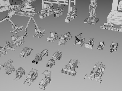25 Heavy Industrial Machinery Transport Collection Pack 3D-Modell