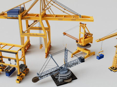 25 Heavy Industrial Machinery Transport Collection Pack 3D-Modell