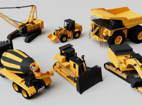 25 Heavy Industrial Machinery Transport Collection Pack 3D-Modell