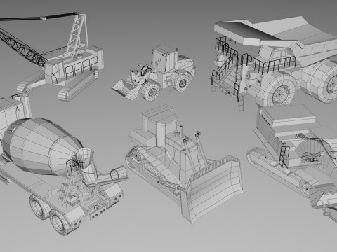 25 Heavy Industrial Machinery Transport Collection Pack 3D-Modell