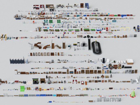 2000 Interior Realistic Furniture Mega Pack Collections Download 3D Model