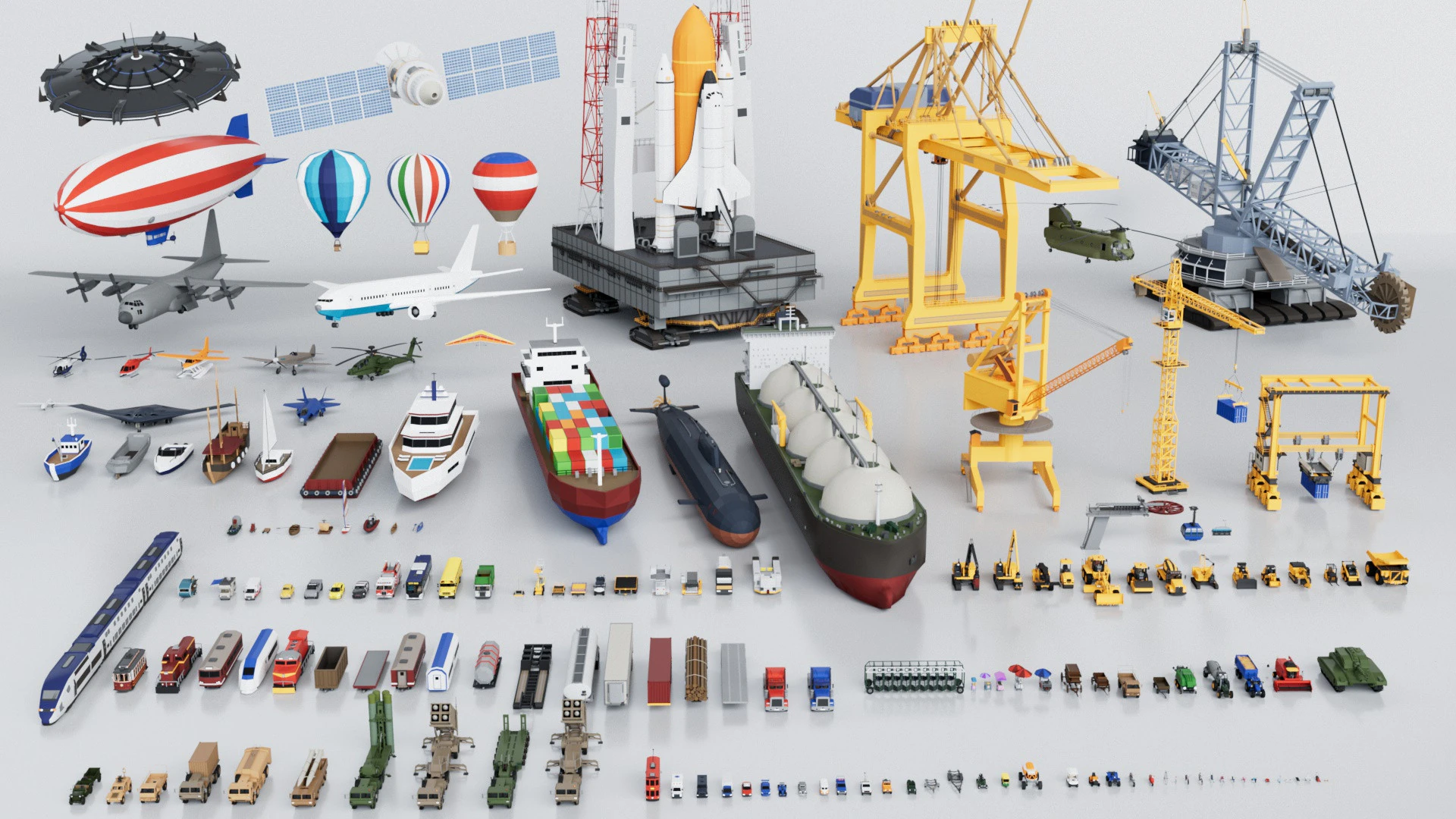 150 Vehicles Mega Pack Collection - Game Ready 3D Model .c4d .max .obj .3ds .fbx .stl .blend