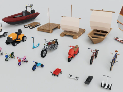 150 Vehicles Mega Pack Collection - Game Ready 3D Model