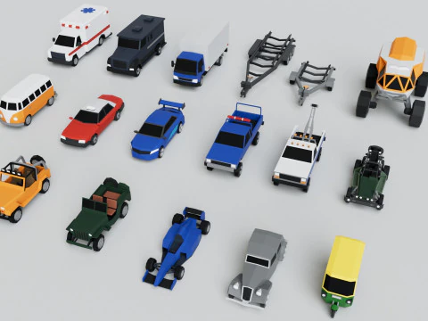 150 Vehicles Mega Pack Collection - Game Ready 3D Model