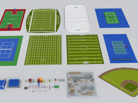 Sportstadion-Paketkollektion &ndash; spielbereit 3D Modell
