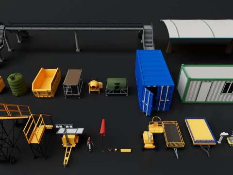 Realistic Exterior City Street Props Pack Collection 3D Model