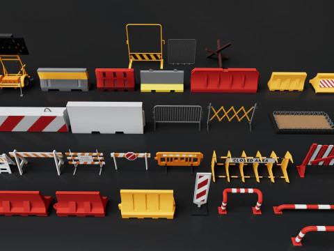 Realistic Exterior City Street Props Pack Collection 3D Model