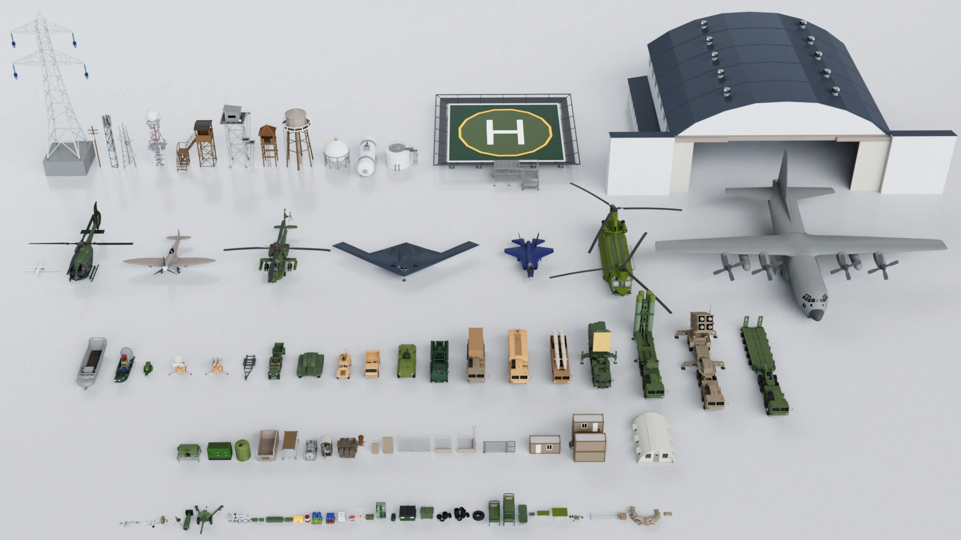 Collezione Mega Pack militare - Gioco pronto Modello 3D .c4d .max .obj .3ds .fbx .stl .blend