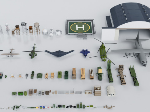 军事巨型包合集 - 游戏就绪 3D 模型