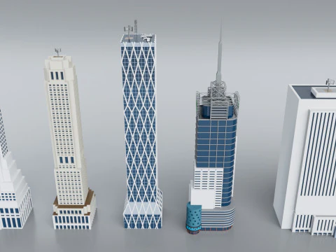 60 World Famous Skyscrapers Buildings - Realistic High Detailed 3D Model
