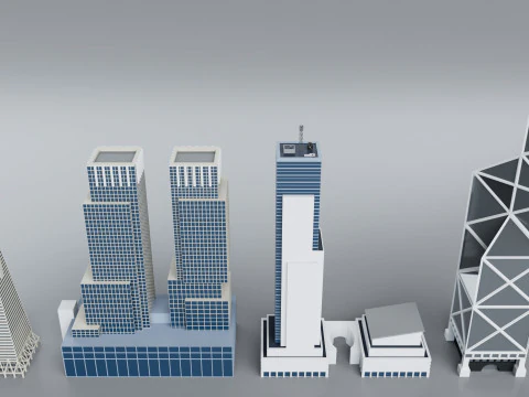 60 World Famous Skyscrapers Buildings - Realistic High Detailed 3D Model