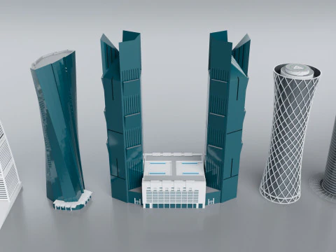 60 World Famous Skyscrapers Buildings - Realistic High Detailed 3D Model