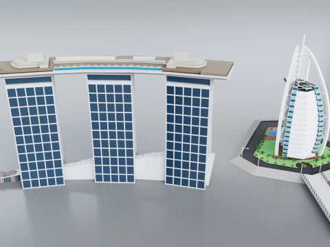 60 World Famous Skyscrapers Buildings - Realistic High Detailed 3D Model
