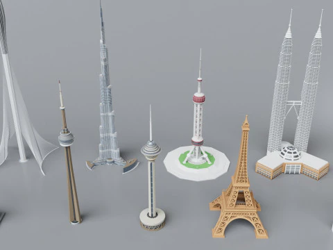 90 World Famous Landmarks Monument Mega Pack Collection 3D Model