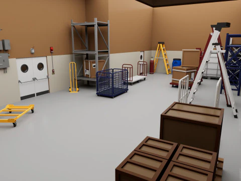 City Supermarket Building Interior Exterior Modular Environment 3D Model
