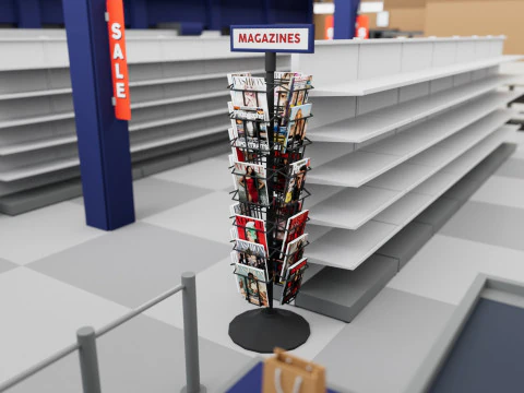 City Supermarket Building Interior Exterior Modular Environment 3D Model