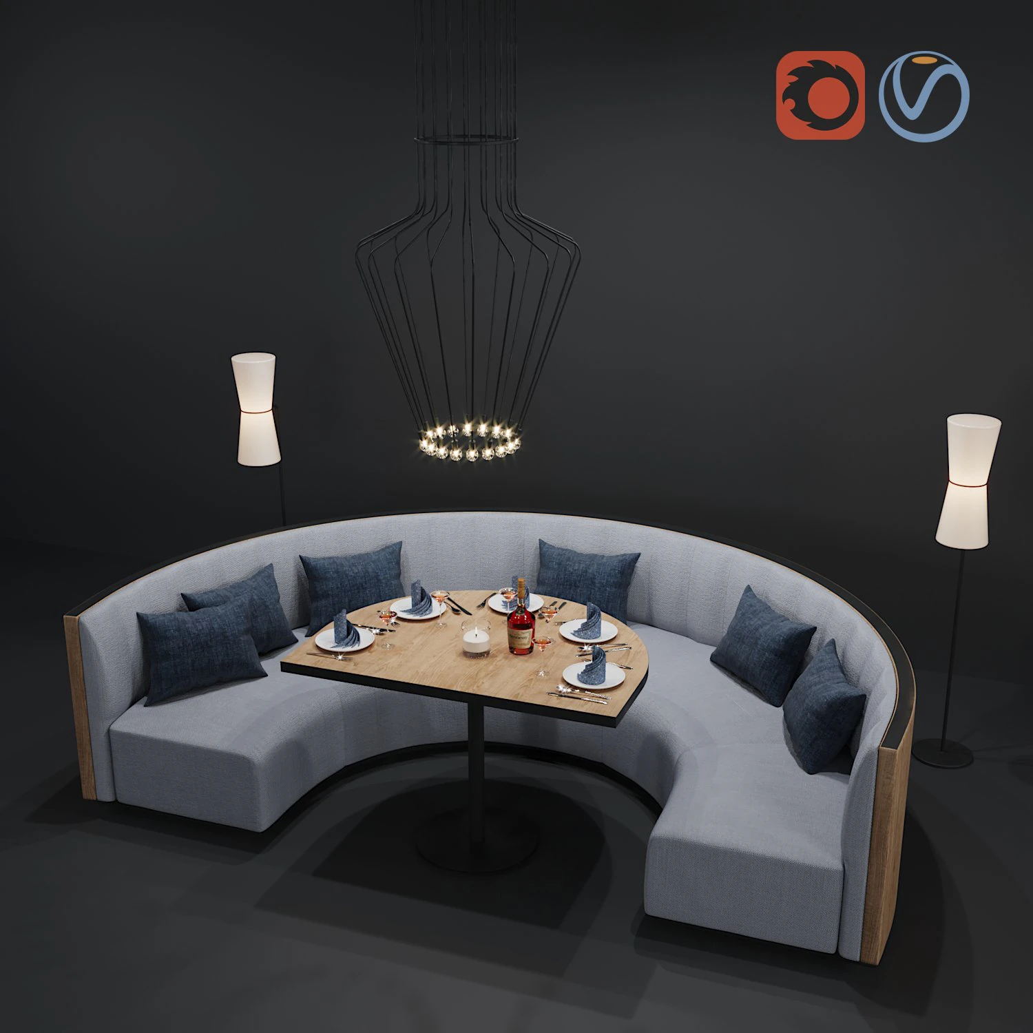 circle sofa 3D Model .c4d .max .obj .3ds .fbx .stl .blend 