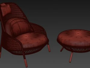 dedon wing chair footstool 3D Model