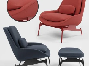 field lounge chair and field ottoman 3D Model