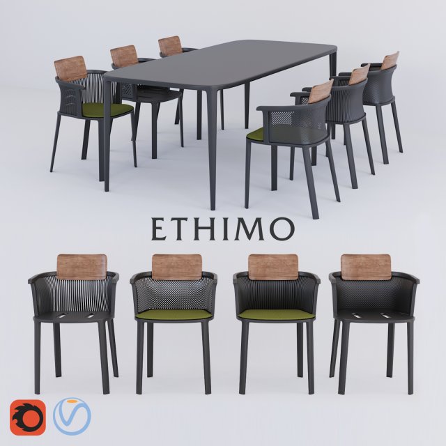 nicolette dining arm chair 3D Model .c4d .max .obj .3ds .fbx .stl .blend 