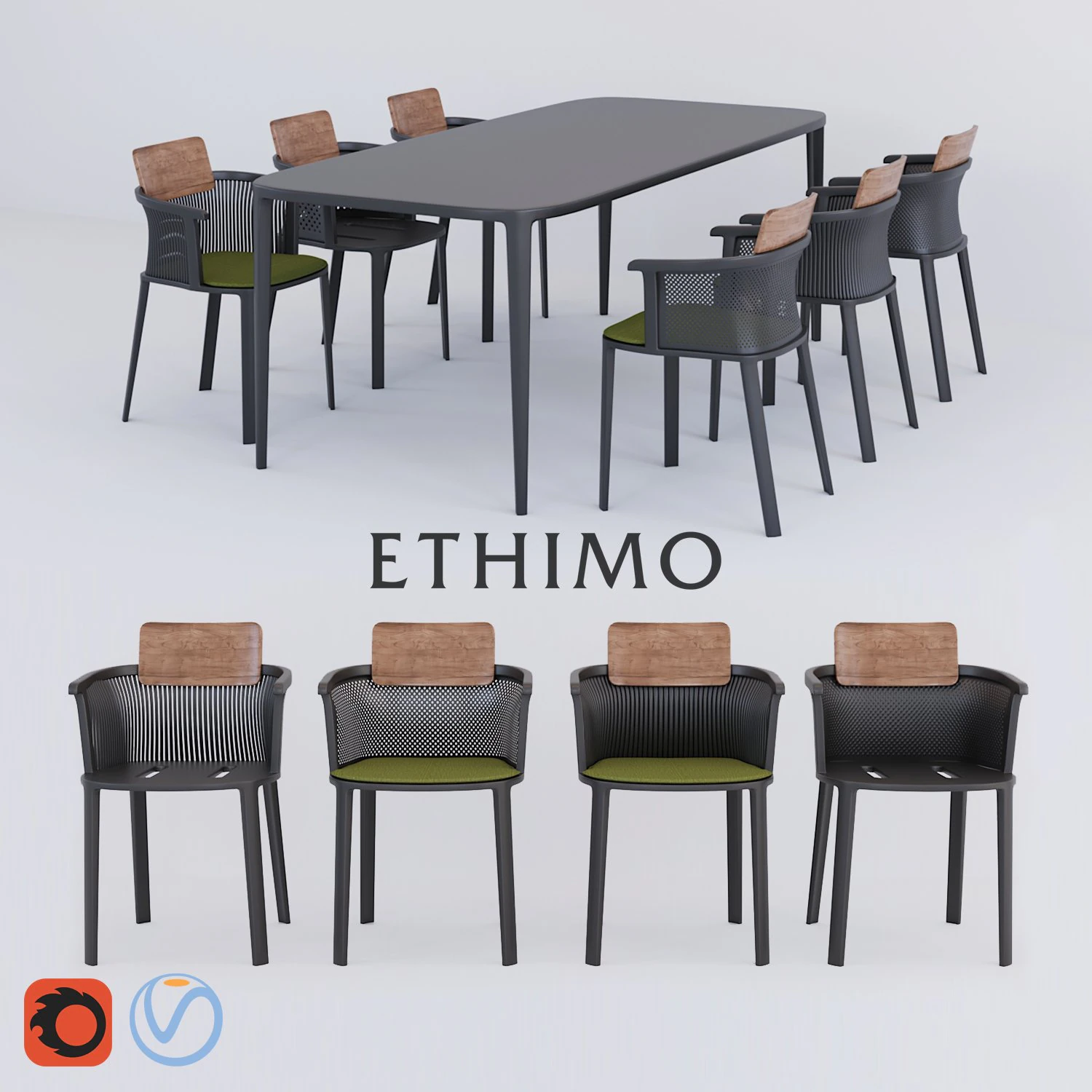 nicolette dining arm chair 3D Model .c4d .max .obj .3ds .fbx .stl .blend 