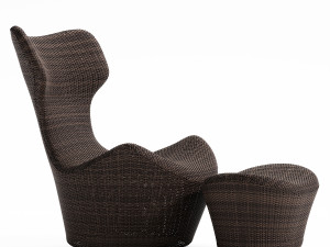grande papilio outdoor armchair with ottoman Model 3D