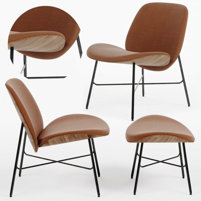 pode nihan armchair and pode nihan pouf 3D मॉडल .c4d .max .obj .3ds .fbx .stl .blend 