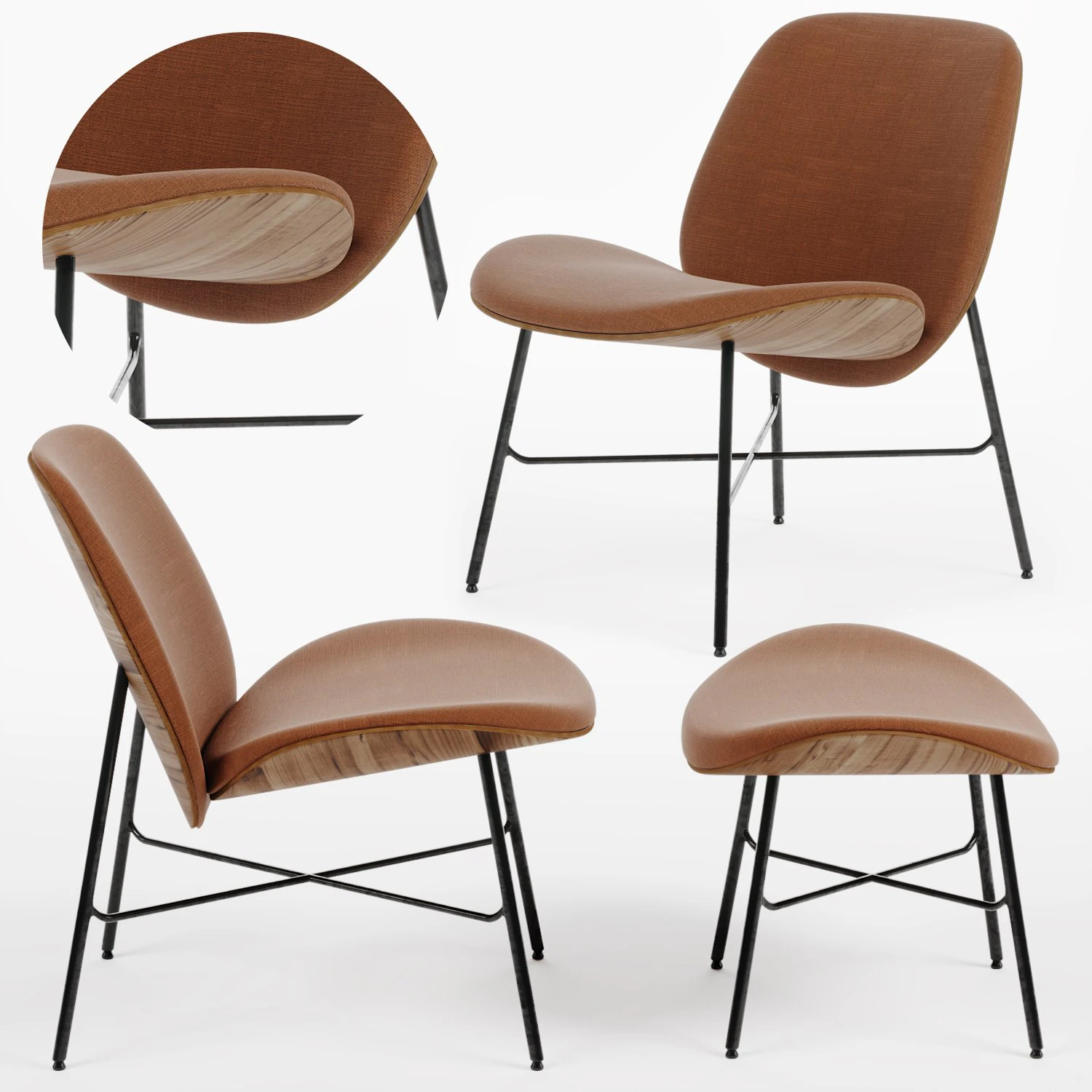 pode nihan armchair and pode nihan pouf 3D Model .c4d .max .obj .3ds .fbx .stl .blend 