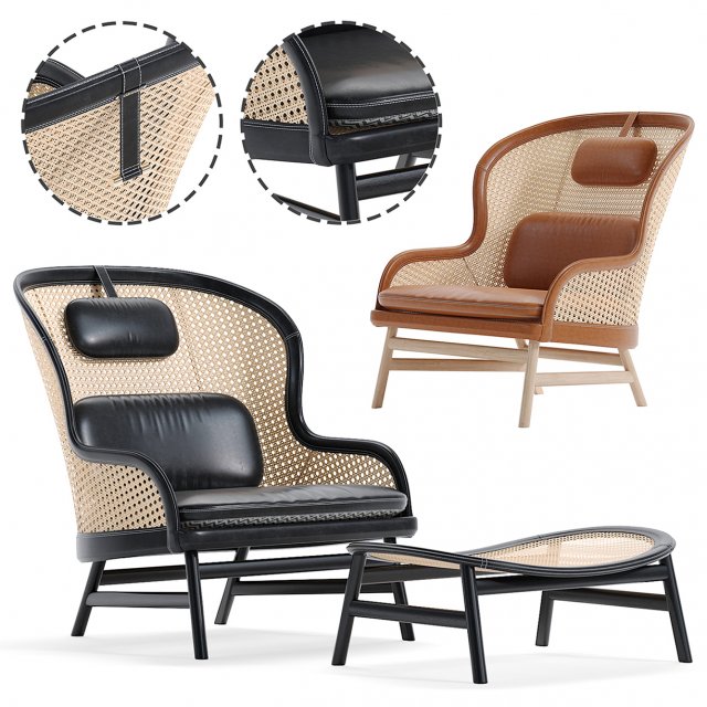 the dandy armchair with ottoman by grsns 3D 模型 .c4d .max .obj .3ds .fbx .stl .blend 