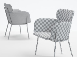 azalea gray mink chair 3D 模型