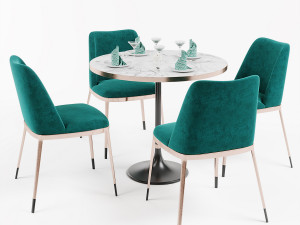 table and chair 2 Model 3D