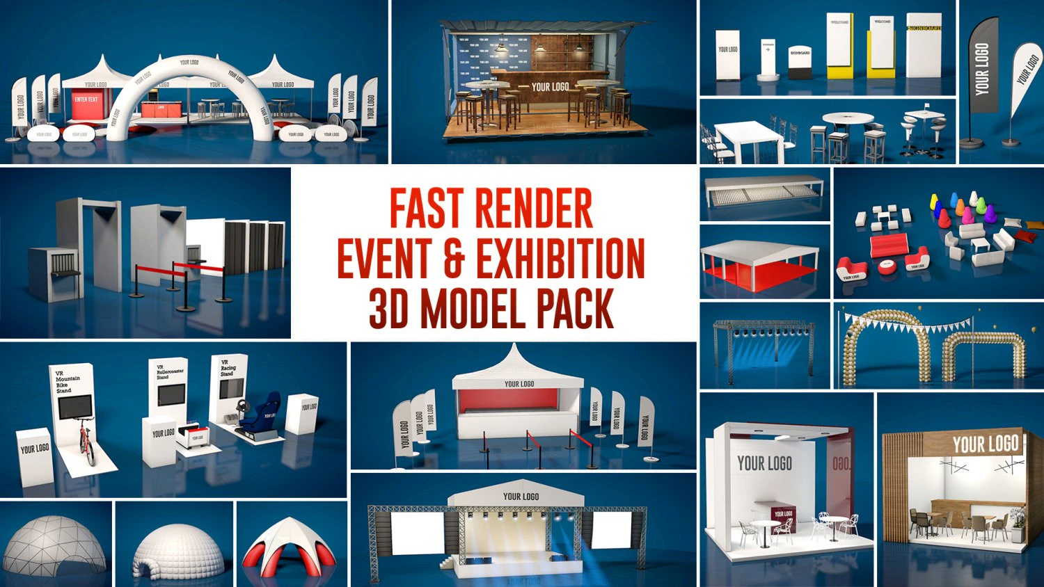 Event and exhibition pack 3D Model .c4d .max .obj .3ds .fbx .stl .blend 