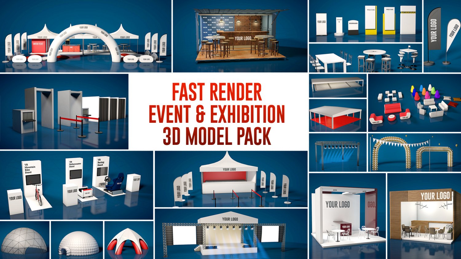 event and exhibition pack 3D Model in Entertainment Center 3DExport