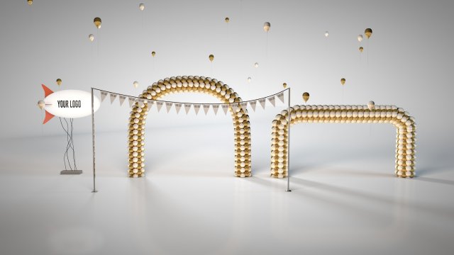 balloon arch - zeplin - triangle flag Model 3D .c4d .max .obj .3ds .fbx .stl .blend 