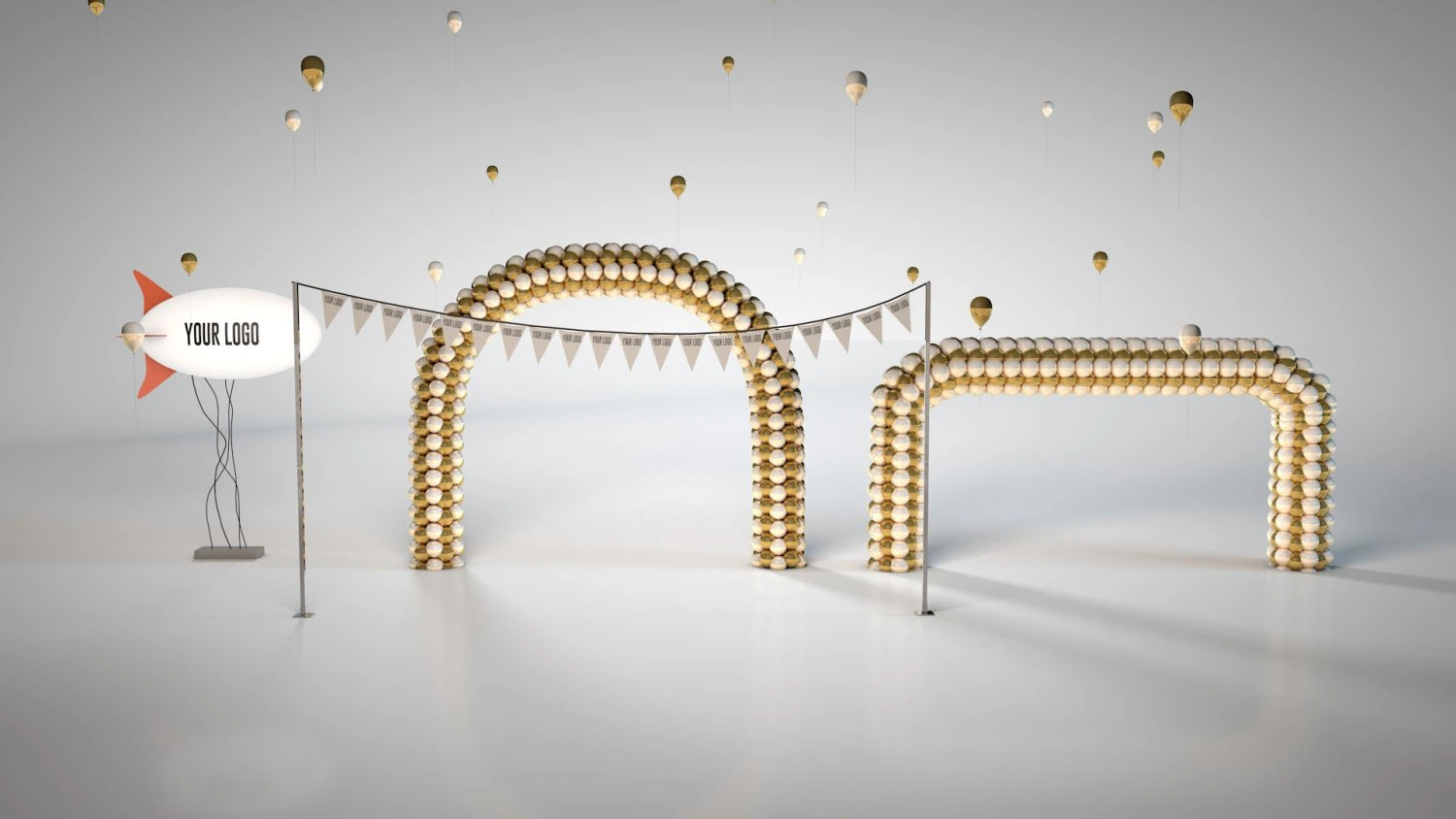 balloon arch - zeplin - triangle flag 3D Model .c4d .max .obj .3ds .fbx .stl .blend 