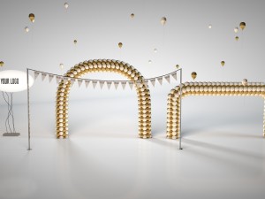 balloon arch - zeplin - triangle flag 3D मॉडल