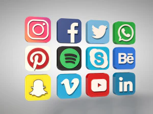 social media icons 3D Model