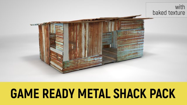 corrugated steel shed - rusty metal shack pack low-poly Modelo 3D .c4d .max .obj .3ds .fbx .stl .blend 