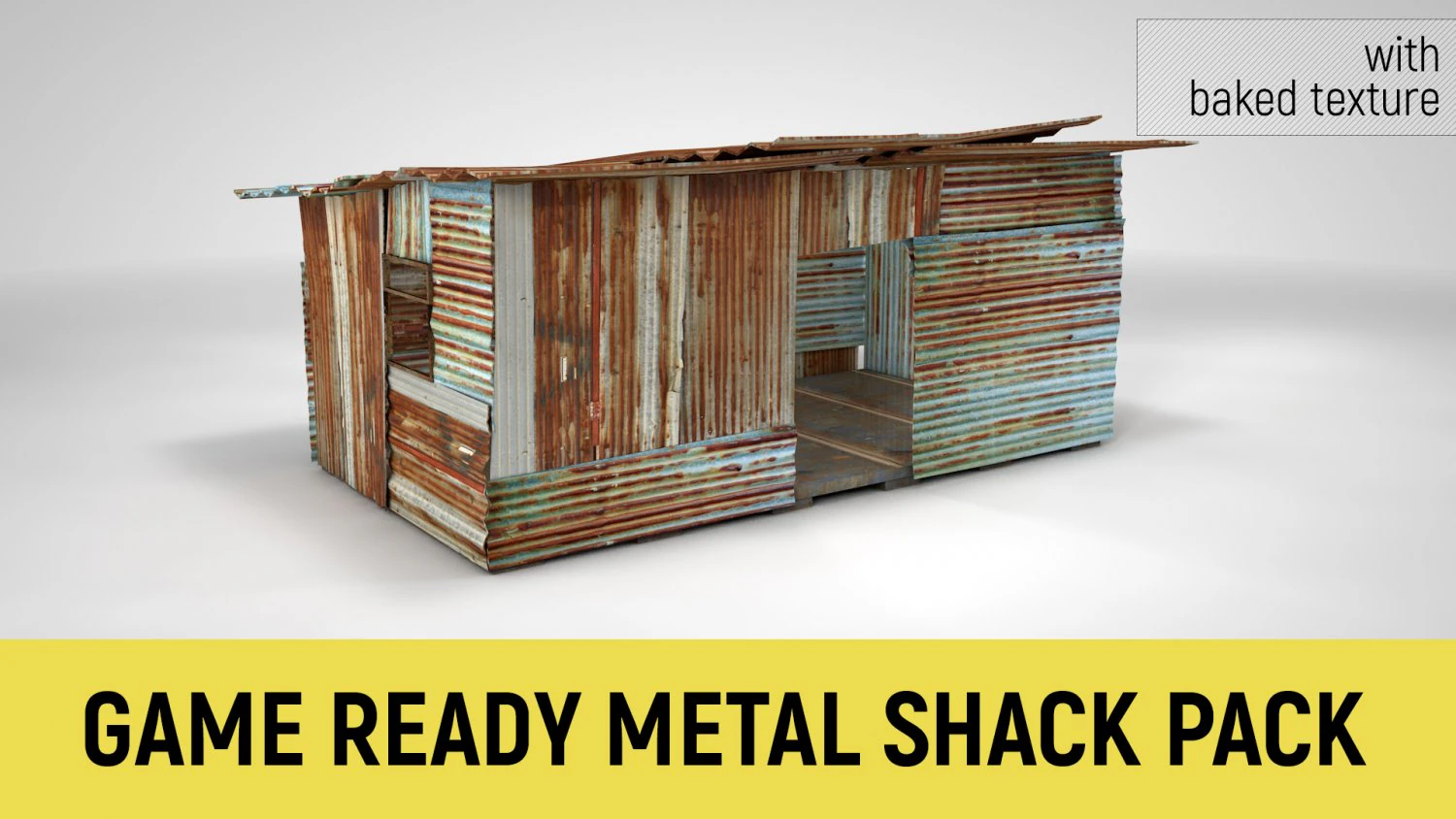 corrugated steel shed - rusty metal shack pack low-poly 3D Model .c4d .max .obj .3ds .fbx .stl .blend 