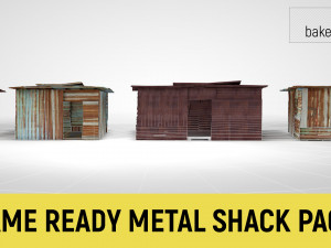 corrugated steel shed - rusty metal shack pack low-poly Modelo 3D