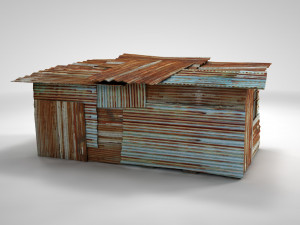corrugated steel shed - rusty metal shack pack low-poly Modelo 3D