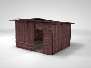 corrugated steel shed - rusty metal shack pack low-poly Modelo 3D