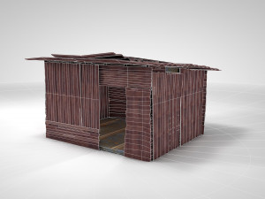 corrugated steel shed - rusty metal shack pack low-poly Modelo 3D