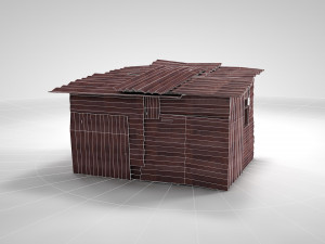 corrugated steel shed - rusty metal shack pack low-poly Modelo 3D