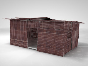 corrugated steel shed - rusty metal shack pack low-poly Modelo 3D