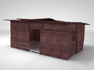 corrugated steel shed - rusty metal shack pack low-poly Modelo 3D