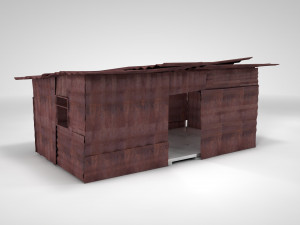 corrugated steel shed - rusty metal shack pack low-poly Modelo 3D