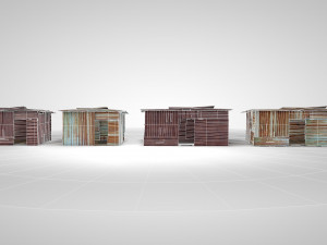corrugated steel shed - rusty metal shack pack low-poly Modelo 3D