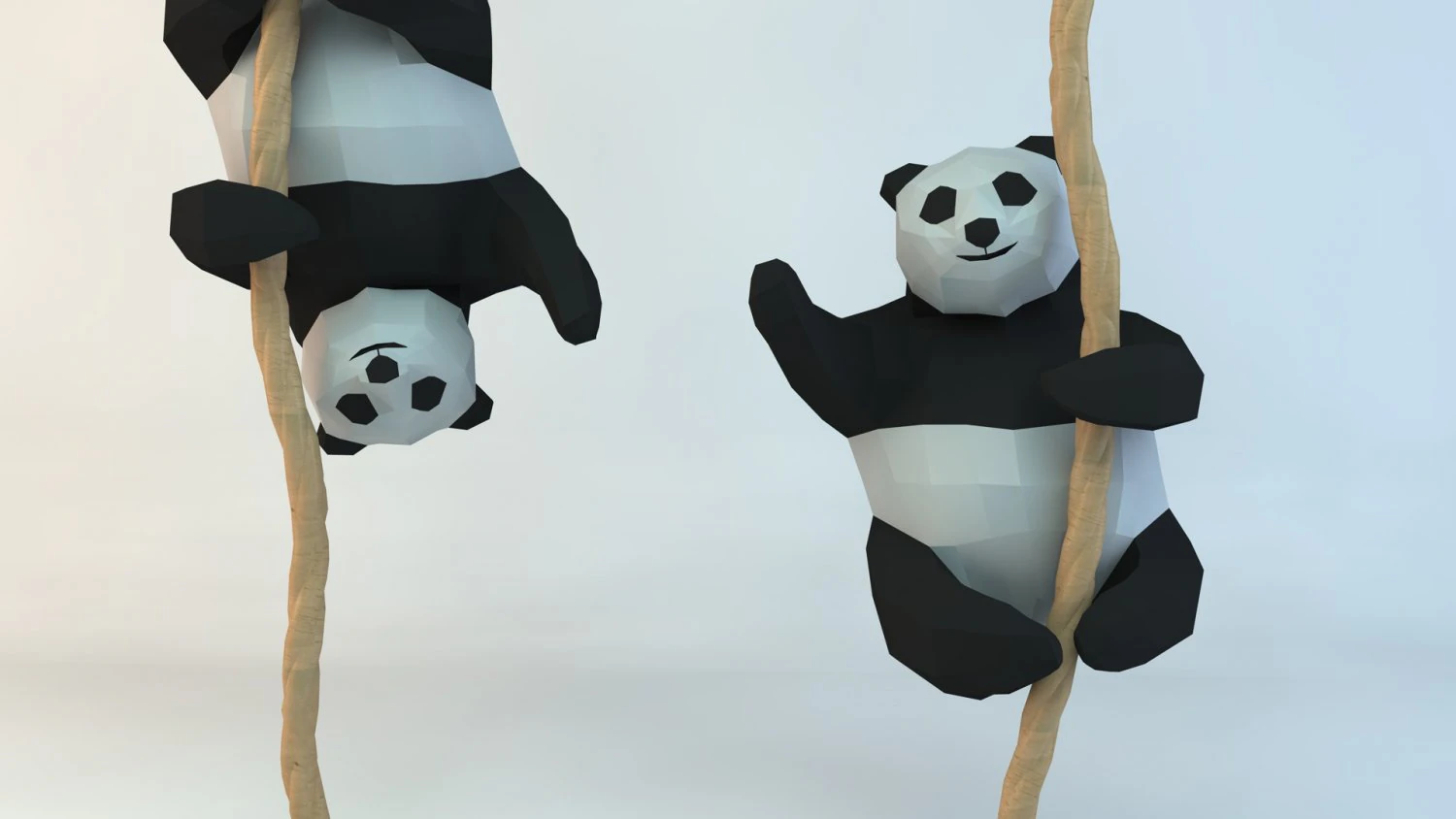 lowpoly cute panda with rope low-poly 3d print model 3D Print Model .c4d .max .obj .3ds .fbx .stl .blend 