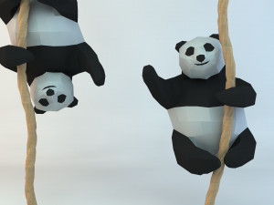 lowpoly cute panda with rope low-poly 3d print model 3D प्रिंट मॉडल